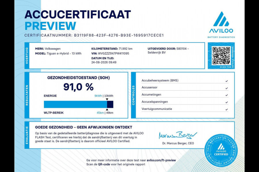 Volkswagen Tiguan 1.5 eHybrid Life Edition | SOH 91,0% | Panoramadak | Memory | Leder | Stuur/stoel verwarming | Adaptive cruise | Sfeerverlichting | 360 camera | Park assist | Carplay | Elektrische achterklep