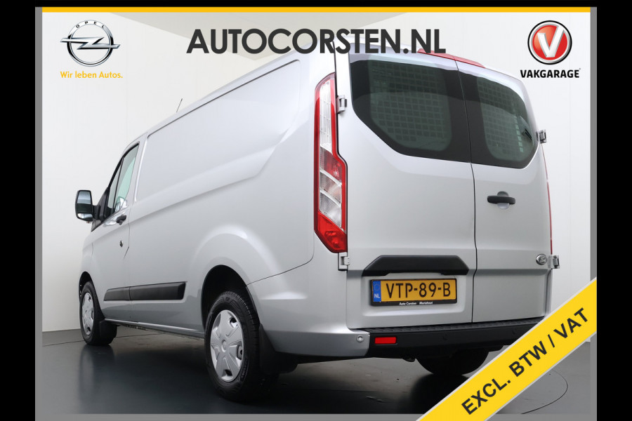 Ford Transit Custom 280 2.0TDCI 130PK Euro 6 L1H1 3-Persoons Navi Airco Cruise Control Bluetooth DAB Pdc Trend Betonplex Vloer Wandbetimmering Schuifdeur+Raam Achterdeuren+Ramen 1e Eigenaar