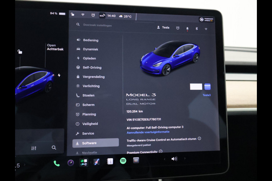 Tesla Model 3 LONG RANGE AWD 75 kWh + TREKHAAK AFNEEMBAAR | PANORAMA | ZWART LEDER | STOELVERW. V+A