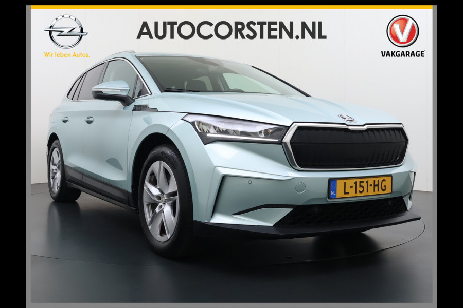 Škoda ENYAQ iV 80 204PK Leder Trekhaak Adap.Cruise Stoel+Stuurverwarming Camera 3-Zone Ecc Elek.Achterklep Keyless Apple Carplay Android Auto N Comfort plus-pakket  Assistentie Pakket Climate-pakket P-Assist Lmv Led Isofix Privacy Glas 1.000KG Trekgewicht 1e Eigenaar Origineel Nederlandse Auto