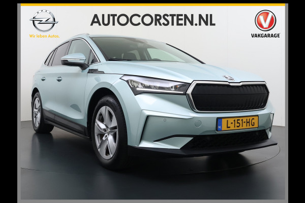 Škoda ENYAQ iV 80 204PK Leder Trekhaak Adap.Cruise Stoel+Stuurverwarming Camera 3-Zone Ecc Elek.Achterklep Keyless Apple Carplay Android Auto N Comfort plus-pakket  Assistentie Pakket Climate-pakket P-Assist Lmv Led Isofix Privacy Glas 1.000KG Trekgewicht 1e Eigenaar Origineel Nederlandse Auto