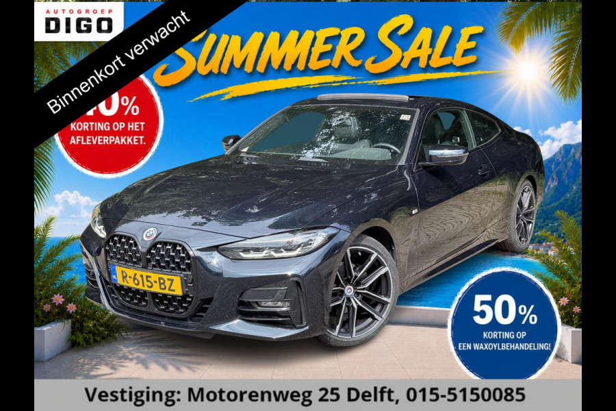 BMW 4 Serie Coupé 420i High Executive M-Pakket GARANTIE TOT 07-2032* . PANORAMA-DAK . PARKEERSENSOREN VOOR & ACHTER . STOELVERWARMING . 1E EIGENAAR! .