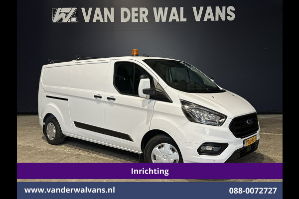 Ford Transit Custom 2.0 TDCI 130pk L2H1 Inrichting Euro6 Airco | Omvormer | Camera | LED | Android Auto | Cruisecontrol | 2800kg Trekhaak Verwarmde voorruit, Stoelverwarming, Parkeersensoren, Bijrijdersbank, Dakdragers