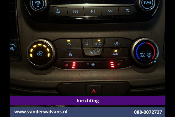 Ford Transit Custom 2.0 TDCI 130pk L2H1 Inrichting Euro6 Airco | Omvormer | Camera | LED | Android Auto | Cruisecontrol | 2800kg Trekhaak Verwarmde voorruit, Stoelverwarming, Parkeersensoren, Bijrijdersbank, Dakdragers