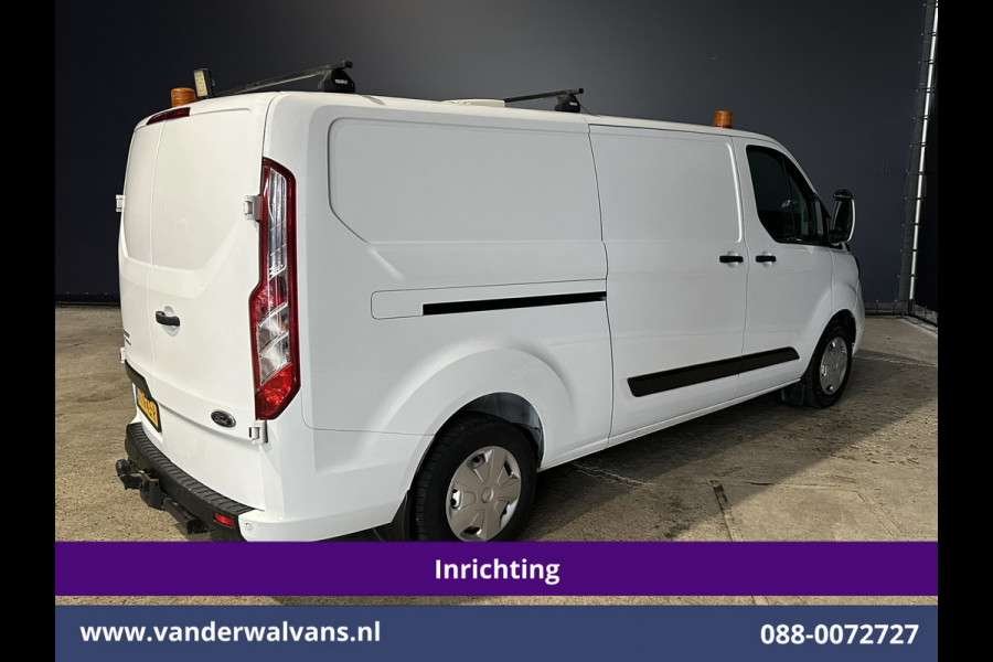 Ford Transit Custom 2.0 TDCI 130pk L2H1 Inrichting Euro6 Airco | Omvormer | Camera | LED | Android Auto | Cruisecontrol | 2800kg Trekhaak Verwarmde voorruit, Stoelverwarming, Parkeersensoren, Bijrijdersbank, Dakdragers