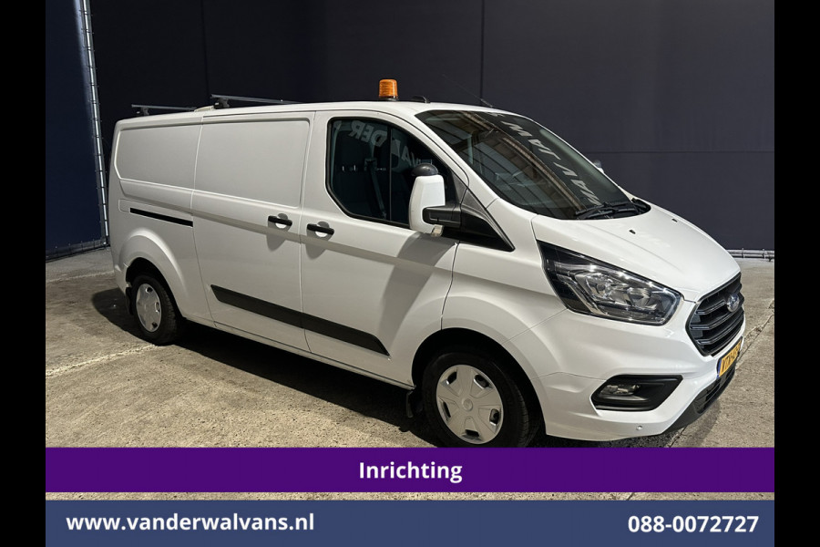 Ford Transit Custom 2.0 TDCI 130pk L2H1 Inrichting Euro6 Airco | Omvormer | Camera | LED | Android Auto | Cruisecontrol | 2800kg Trekhaak Verwarmde voorruit, Stoelverwarming, Parkeersensoren, Bijrijdersbank, Dakdragers