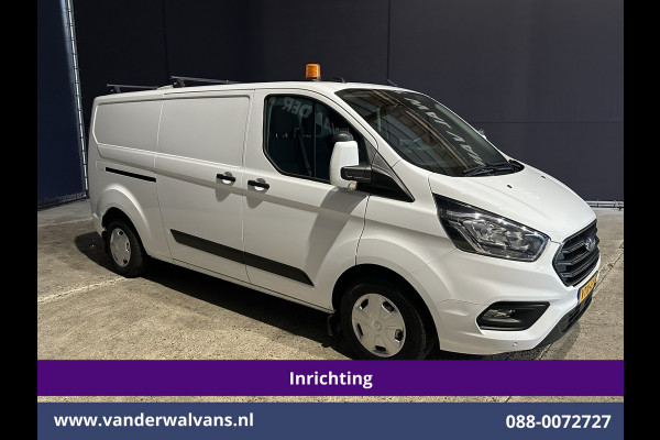Ford Transit Custom 2.0 TDCI 130pk L2H1 Inrichting Euro6 Airco | Omvormer | Camera | LED | Android Auto | Cruisecontrol | 2800kg Trekhaak Verwarmde voorruit, Stoelverwarming, Parkeersensoren, Bijrijdersbank, Dakdragers