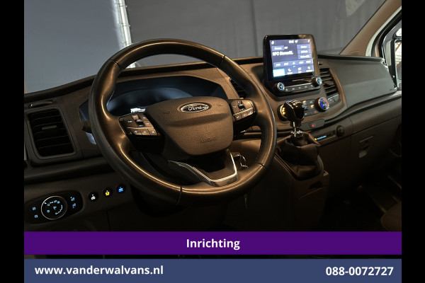 Ford Transit Custom 2.0 TDCI 130pk L2H1 Inrichting Euro6 Airco | Omvormer | Camera | LED | Android Auto | Cruisecontrol | 2800kg Trekhaak Verwarmde voorruit, Stoelverwarming, Parkeersensoren, Bijrijdersbank, Dakdragers