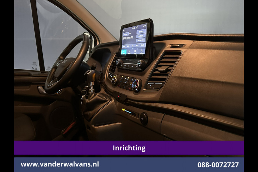 Ford Transit Custom 2.0 TDCI 130pk L2H1 Inrichting Euro6 Airco | Omvormer | Camera | LED | Android Auto | Cruisecontrol | 2800kg Trekhaak Verwarmde voorruit, Stoelverwarming, Parkeersensoren, Bijrijdersbank, Dakdragers