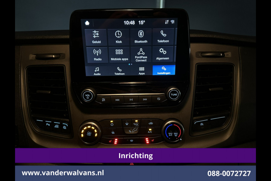 Ford Transit Custom 2.0 TDCI 130pk L2H1 Inrichting Euro6 Airco | Omvormer | Camera | LED | Android Auto | Cruisecontrol | 2800kg Trekhaak Verwarmde voorruit, Stoelverwarming, Parkeersensoren, Bijrijdersbank, Dakdragers