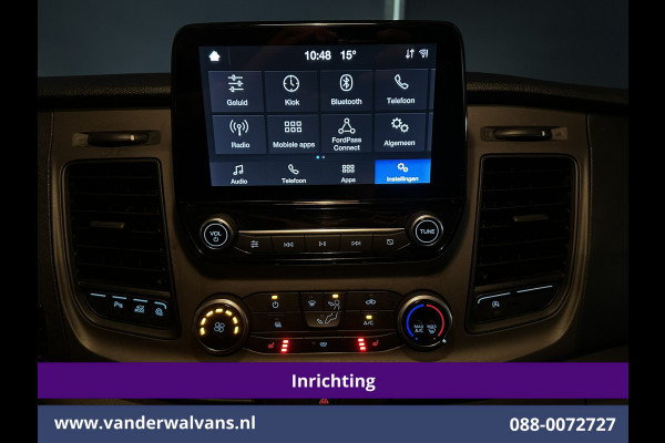 Ford Transit Custom 2.0 TDCI 130pk L2H1 Inrichting Euro6 Airco | Omvormer | Camera | LED | Android Auto | Cruisecontrol | 2800kg Trekhaak Verwarmde voorruit, Stoelverwarming, Parkeersensoren, Bijrijdersbank, Dakdragers