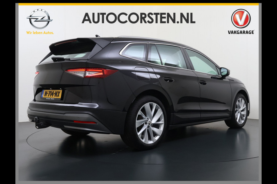 Škoda ENYAQ iV 80 204PK Chrystal Face Sport Pakket Trekhaak SOH 91% Stoel+Stuurverwarming 3-Zone Ecc Camera Apple Carplay Android Auto Navi Led Matrix Rijstrooksensor Isofix Keyless 1.000KG Trekgewicht Origineel Nederlandse Auto