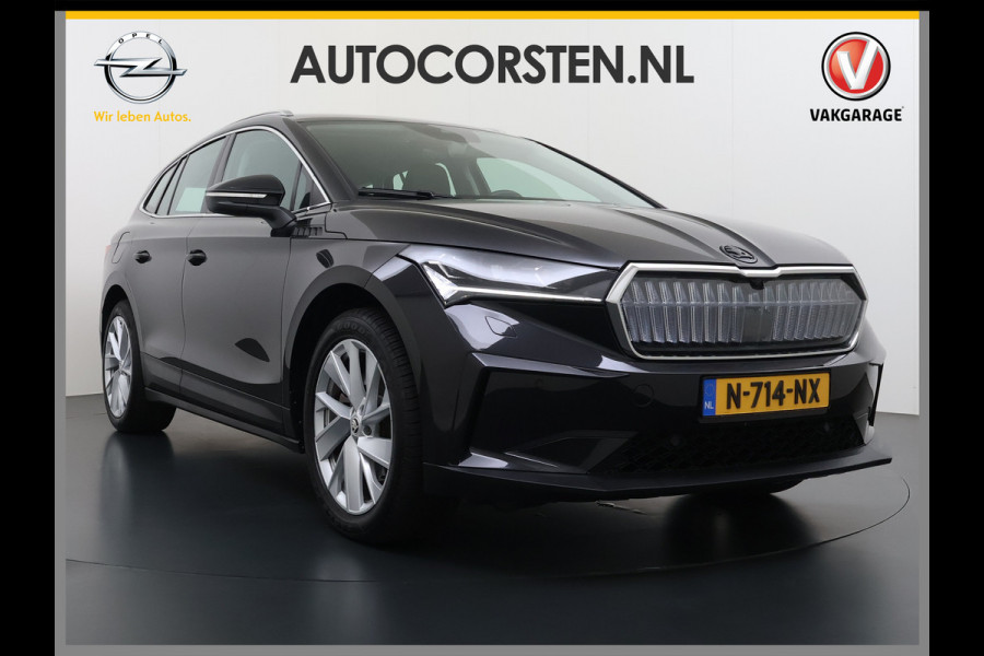 Škoda ENYAQ iV 80 204PK Chrystal Face Sport Pakket Trekhaak SOH 91% Stoel+Stuurverwarming 3-Zone Ecc Camera Apple Carplay Android Auto Navi Led Matrix Rijstrooksensor Isofix Keyless 1.000KG Trekgewicht Origineel Nederlandse Auto
