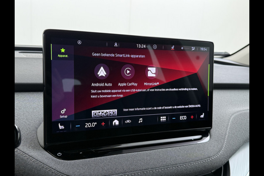 Škoda ENYAQ iV 80 204PK Chrystal Face Sport Pakket Trekhaak SOH 91% Stoel+Stuurverwarming 3-Zone Ecc Camera Apple Carplay Android Auto Navi Led Matrix Rijstrooksensor Isofix Keyless 1.000KG Trekgewicht Origineel Nederlandse Auto