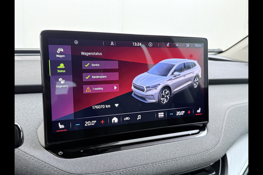 Škoda ENYAQ iV 80 204PK Chrystal Face Sport Pakket Trekhaak SOH 91% Stoel+Stuurverwarming 3-Zone Ecc Camera Apple Carplay Android Auto Navi Led Matrix Rijstrooksensor Isofix Keyless 1.000KG Trekgewicht Origineel Nederlandse Auto