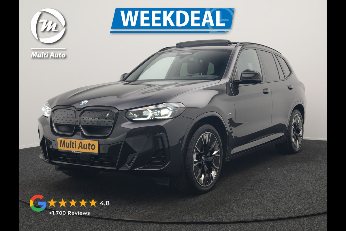 BMW iX3 M Sport High Executive 80 kWh 286pk SOH 95.2% Dealer O.H. | Panodak | Adaptive Cruise | Head Up | 360 Camera | Harman / Kardon | Lederen Sportstoelen Memory & Verwarmd | Keyless | Blis | Stuur Verwarmd | Sfeerverlichting | Apple Carplay | 20"L.M |