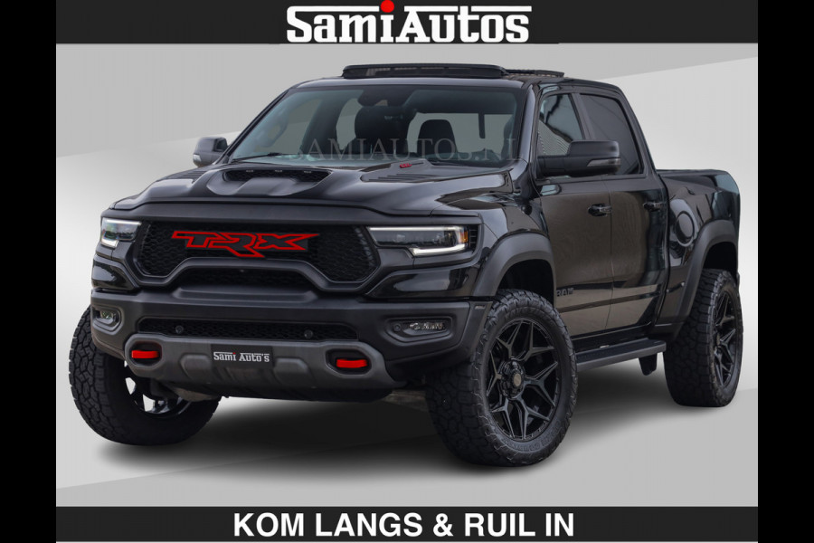 Dodge Ram TRX HELLCAT | 6.2 V8 712PK SUPERCHARGER | RODE STIKSELS | FULLY LOADED | CARBON | CREW CAB | DUBBELE CABINE | 5 PERSOONS | De specialist in Amerikaanse pick‑ups in Nederland en Europa.