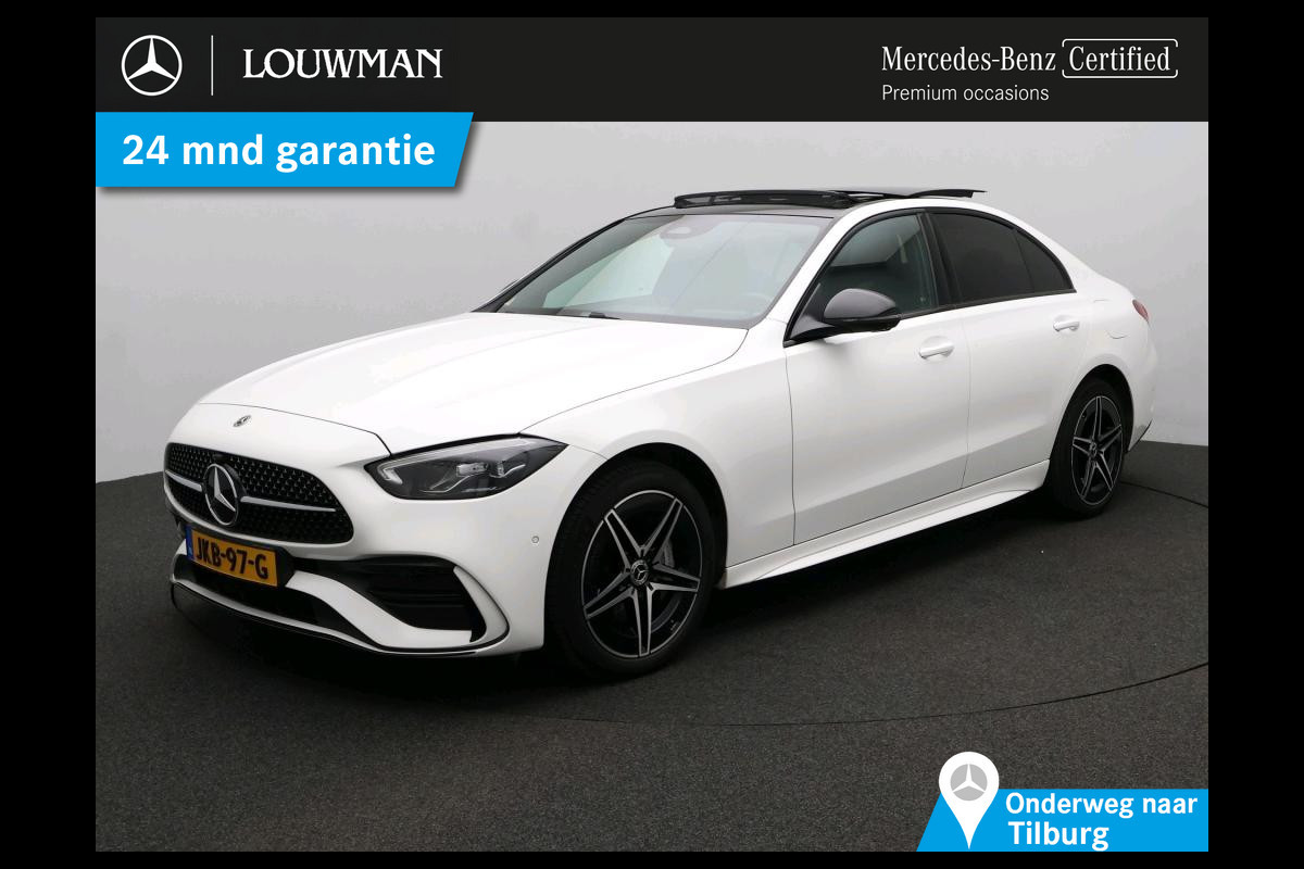 Mercedes-Benz C-Klasse 300 e Business Solution AMG AMG Line | Night Pakket | Panorama Schuif-Kanteldak | Parkeerpakket met 360°-camera | Alarm | Sfeerverlichting. Inclusief 24 maanden MB Certified garantie voor Europa.