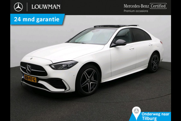 Mercedes-Benz C-Klasse 300 e Business Solution AMG AMG Line | Night Pakket | Panorama Schuif-Kanteldak | Parkeerpakket met 360°-camera | Alarm | Sfeerverlichting. Inclusief 24 maanden MB Certified garantie voor Europa.