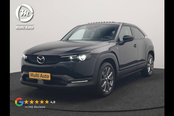 Mazda MX-30 e-SkyActiv R-EV 170 Makoto PHEV 170pk | Trekhaak Afn. | Panodak | Adaptive Cruise | Head Up | 360 Camera | Bose Audio | Lederen Sportstoelen Memory & Verwarmd | Keyless | Blis | Stuur Verwarmd | Navigatie | DAB | Plug In Hybrid |
