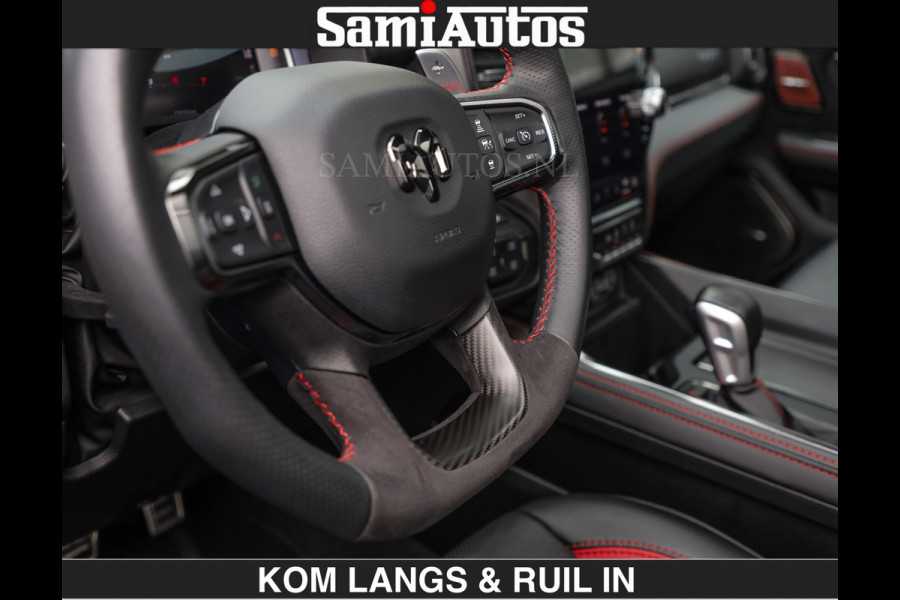Dodge Ram TRX HELLCAT | 6.2 V8 712PK SUPERCHARGER | RODE STIKSELS | FULLY LOADED | CARBON | CREW CAB | DUBBELE CABINE | 5 PERSOONS | De specialist in Amerikaanse pick‑ups in Nederland en Europa.