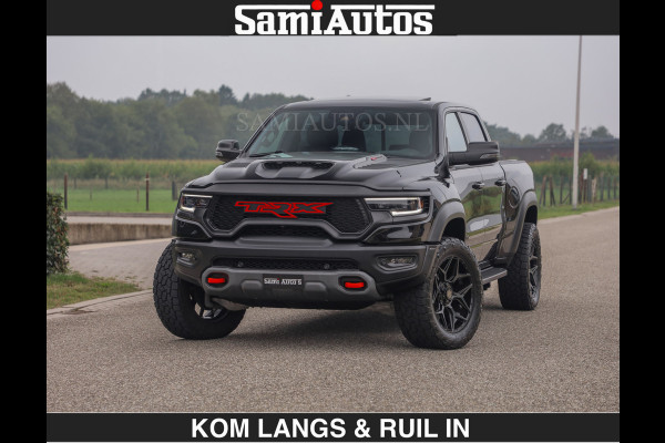 Dodge Ram TRX HELLCAT | 6.2 V8 712PK SUPERCHARGER | RODE STIKSELS | FULLY LOADED | CARBON | CREW CAB | DUBBELE CABINE | 5 PERSOONS | De specialist in Amerikaanse pick‑ups in Nederland en Europa.