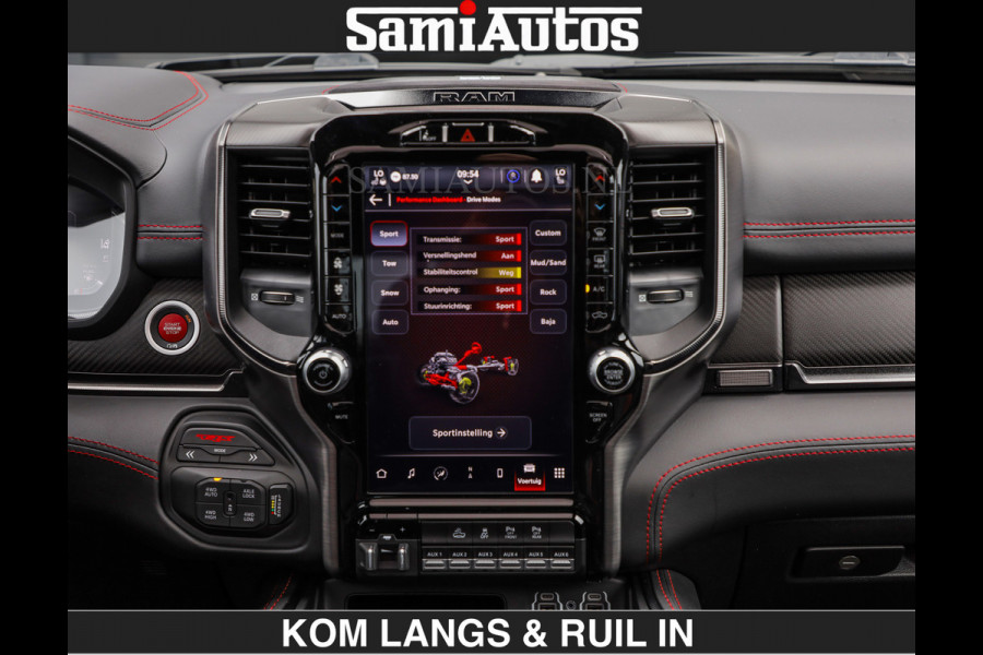 Dodge Ram TRX HELLCAT | 6.2 V8 712PK SUPERCHARGER | RODE STIKSELS | FULLY LOADED | CARBON | CREW CAB | DUBBELE CABINE | 5 PERSOONS | De specialist in Amerikaanse pick‑ups in Nederland en Europa.