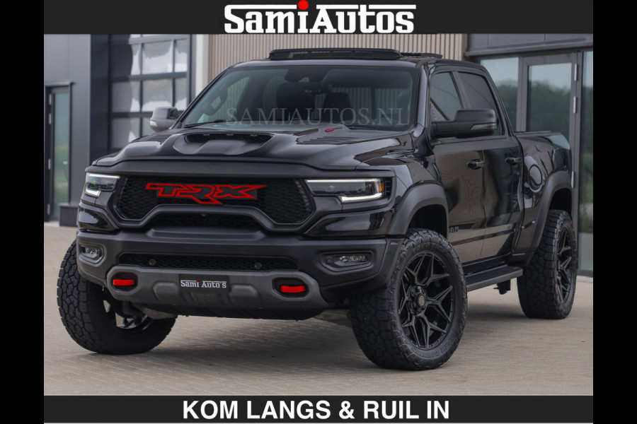 Dodge Ram TRX HELLCAT | 6.2 V8 712PK SUPERCHARGER | RODE STIKSELS | FULLY LOADED | CARBON | CREW CAB | DUBBELE CABINE | 5 PERSOONS | De specialist in Amerikaanse pick‑ups in Nederland en Europa.