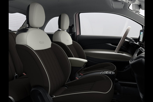 Fiat 500E La Prima 42 kWh | Uit voorraad leverbaar | Panoramadak | Adapt. Cruise | Pack Top Plus | Camera | Leder | Apple Carplay