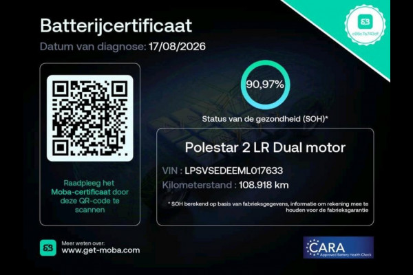 Polestar 2 Long Range Dual Motor Launch Edition 78kWh NL-AUTO | PANODAK | SOH 90,97%| TREKHAAK