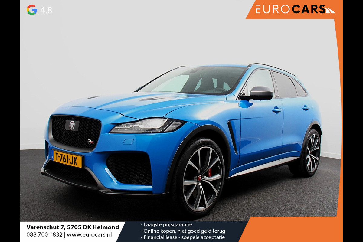 Jaguar F-Pace 5.0 V8 AWD SVR 551 pk Panorama dak Meridian sound Premium Pack Light Pack ACC Leder ADS 360 Camera Cruise control Parkeersensoren Elektrische kofferklep
