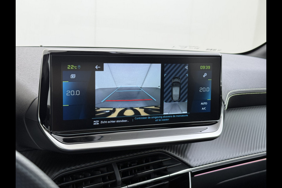 Peugeot e-208 EV GT350 SOH 98% Panoramadak Virtual Cockpit 360°Camera Keyless 3D-Navi Ecc Apple Carplay Android Auto Pdc Sensor dodehoek Regen-Lichtsensor Cruise Control Lmv Privacy Glas Isofix Led DAB Bluetooth 1e Eigenaar Dealeronderhouden Origineel Nederlandse Auto
