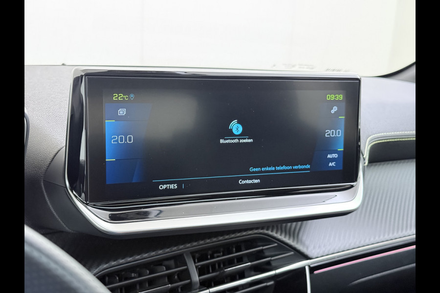 Peugeot e-208 EV GT350 SOH 98% Panoramadak Virtual Cockpit 360°Camera Keyless 3D-Navi Ecc Apple Carplay Android Auto Pdc Sensor dodehoek Regen-Lichtsensor Cruise Control Lmv Privacy Glas Isofix Led DAB Bluetooth 1e Eigenaar Dealeronderhouden Origineel Nederlandse Auto