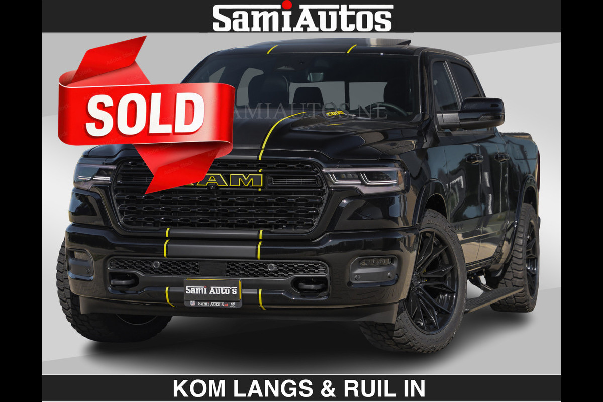 Dodge Ram Limited Night H.O 540HP 706Nm | Massage + Full Option | De Meest Luxe en Volle Pick-Up in zijn Klasse | Comfortabele Dubbele Cabine met Royale 5 Zitplaatsen | BPM vrij | Nu Leverbaar uit Voorraad | Voorraad Nr 2356 - 0990 | De specialist in Amerikaanse pick‑ups in Nederland en Europa.