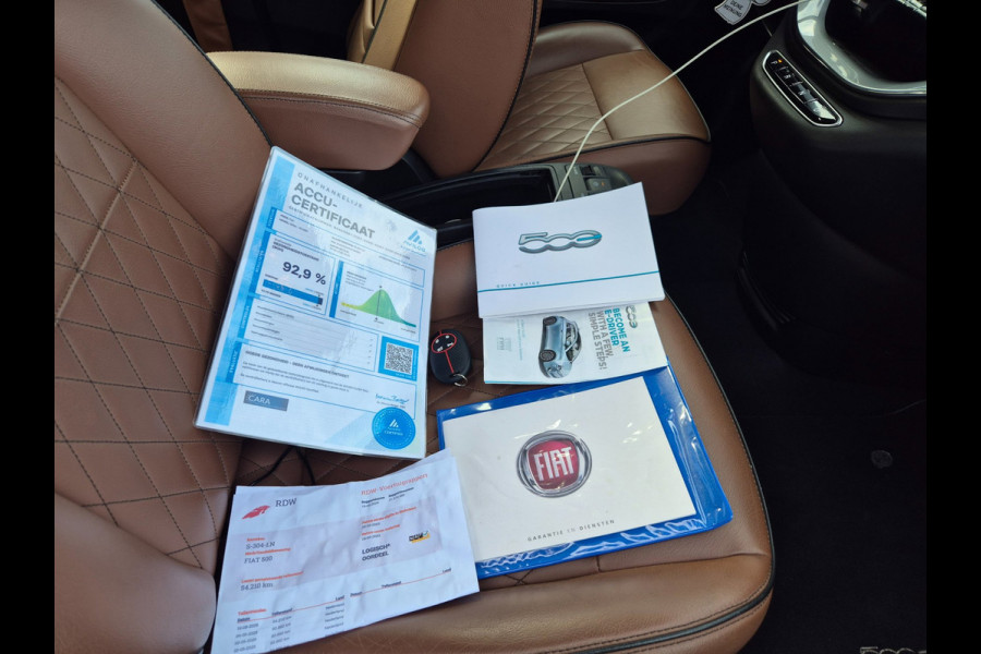 Fiat 500 42 kWh Top SoH 93% CarPlay Special Edition Amaretto Rund Leder interieur 2e Eig NAP