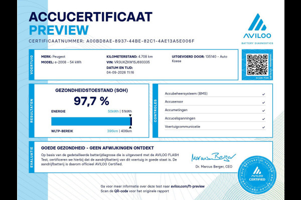 Peugeot e-2008 EV Allure Avantage 54 kWh | SOH 97,7% | 11 KW Lader | Apple Carplay | Parkeersensoren