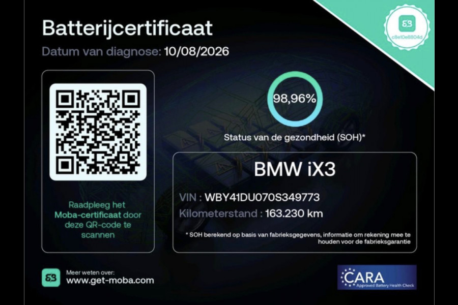 BMW iX3 Executive 80 kWh (TREKHAAK, 98,9% SOH, PANORAMADAK, STOELVERWARMING, SFEERVERLICHTING, CAMERA, 1e EIGENAAR, DEALER ONDERHOUDEN)