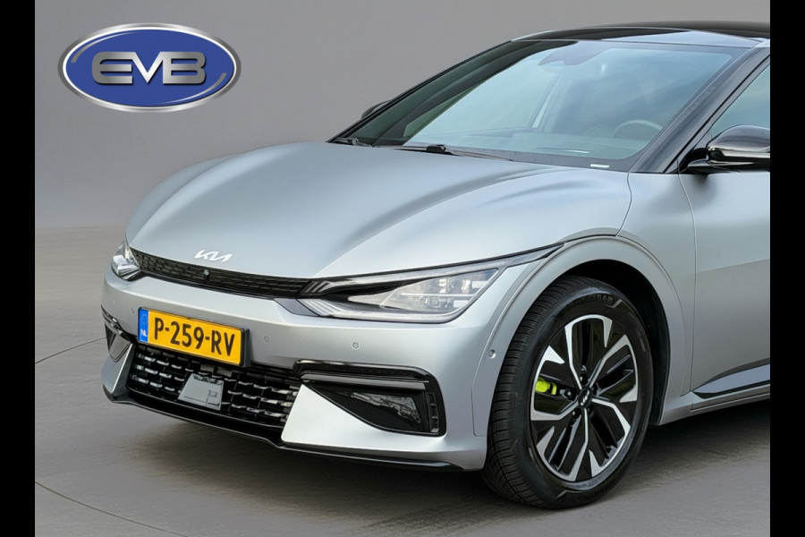 Kia Ev6 GT-Line 77.4 kWh, mat grijs, panoramadak, trekhaak, rondom zicht camera,warmtepomp,1 e eigenaar, NL auto met nap