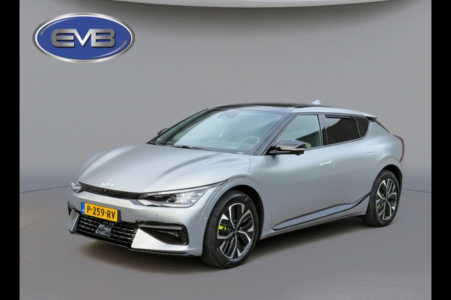 Kia Ev6 GT-Line 77.4 kWh, mat grijs, panoramadak, trekhaak, rondom zicht camera,warmtepomp,1 e eigenaar, NL auto met nap