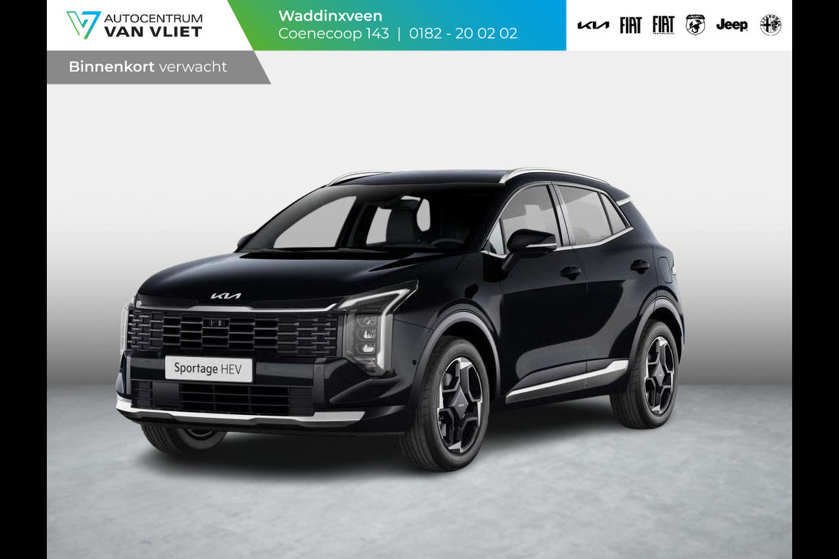Kia Sportage 1.6 T-GDi Hybrid Black Edition Advanced | Actieprijs* | Navi. | Clima. | Adapt. Cruise. | Stoel&Stuur Verwarming | Panodak | Dodehoekassistentie | Black Edition Zwart Suede/Leder Bekleding