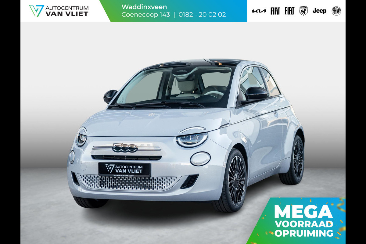 Fiat 500 Hybrid La Prima | Clima | LED | PDC | JBL Premium Audio | 17" | Camera | Canneloni Ivory/Piombo interieur