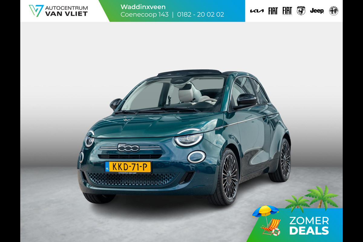 Fiat 500 Hybrid La Prima Cabrio | Clima | LED | PDC | JBL Premium Audio | 17" | Camera | Canneloni Ivory/Piombo interieur
