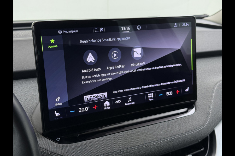 Škoda ENYAQ iV 80 204PK Warmtepomp Trekhaak SOH 92% Camera 3-Zone Ecc Stoel+Stuur+Achterbankverwarming Navi Apple Carplay Android Auto P-Assist Lmv Led Isofix Cruise Control Keyless-go Rijstrooksensor met correctie 1.000KG Trekgewicht 1e Eigenaar Origineel Nederlandse Auto