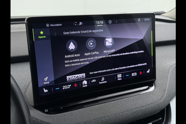 Škoda ENYAQ iV 80 204PK Warmtepomp Trekhaak SOH 92% Camera 3-Zone Ecc Stoel+Stuur+Achterbankverwarming Navi Apple Carplay Android Auto P-Assist Lmv Led Isofix Cruise Control Keyless-go Rijstrooksensor met correctie 1.000KG Trekgewicht 1e Eigenaar Origineel Nederlandse Auto