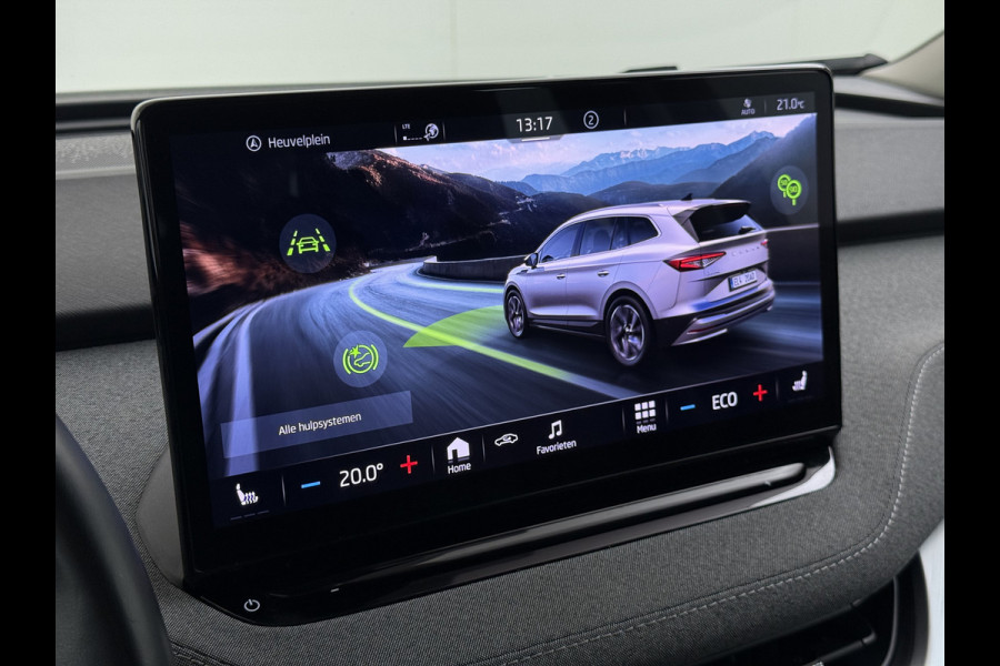 Škoda ENYAQ iV 80 204PK Warmtepomp Trekhaak SOH 92% Camera 3-Zone Ecc Stoel+Stuur+Achterbankverwarming Navi Apple Carplay Android Auto P-Assist Lmv Led Isofix Cruise Control Keyless-go Rijstrooksensor met correctie 1.000KG Trekgewicht 1e Eigenaar Origineel Nederlandse Auto