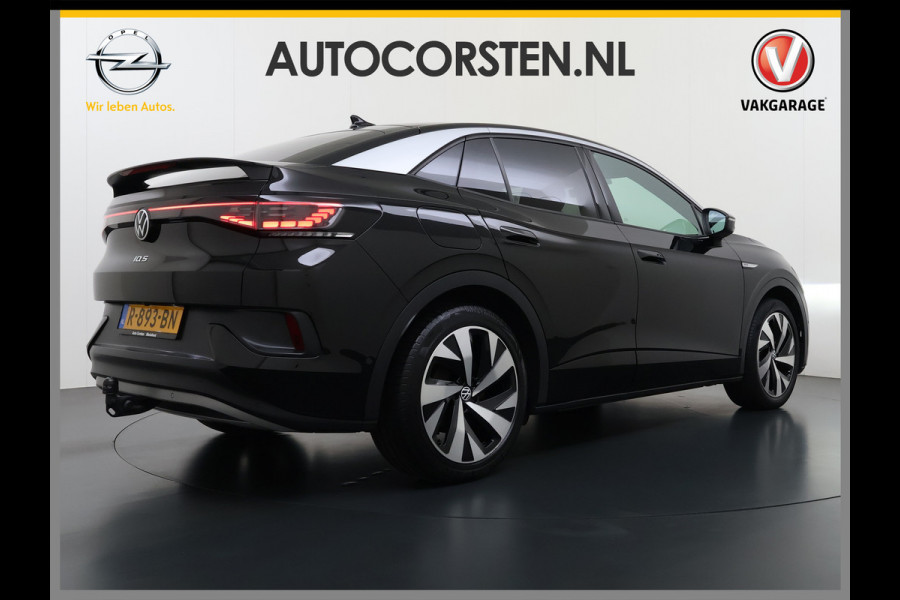 Volkswagen ID.5 Coupé Pro 82kWh 204PK Trekhaak SOH 94% Camera Adap.Cruise Assistentie+Comfort+Design+Stylepakket Navi Keyless Apple Carplay Andr Led-a-licht dynamisch Keyless advanced Matrix led-koplampen Lmv 20" Privacy Glas DAB 1.000KG Trekgewicht 1e Eigenaar