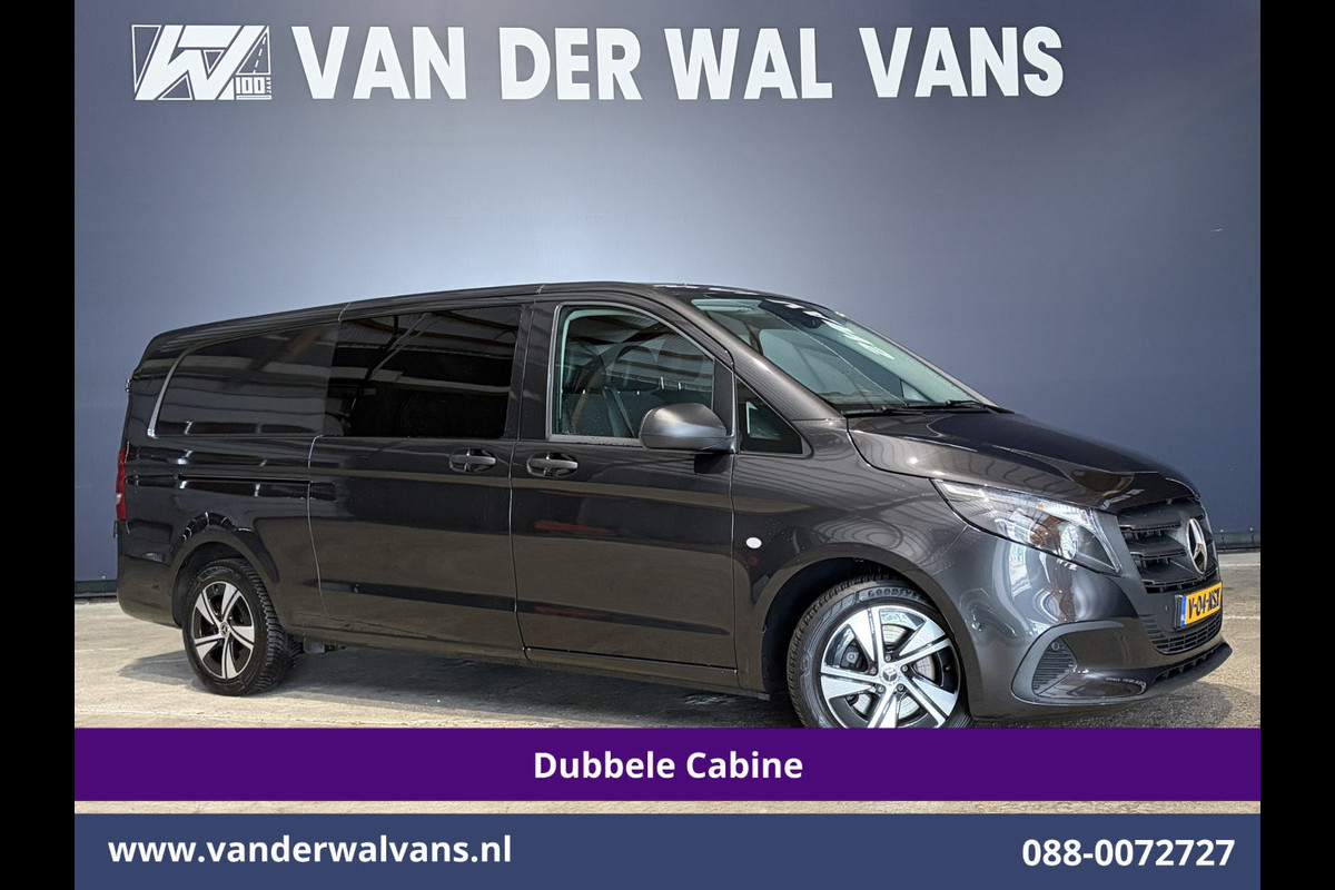 Mercedes-Benz Vito 116 CDI 164pk 9G-Tronic Automaat L3H1 Dubbele Cabine Euro6 Airco | 6-Zits | 2x zijdeur | Camera Adaptieve Cruisecontrol, LM Velgen, Stoelverwarming, Leder, 2500kg Trekhaak, Parkeersensoren