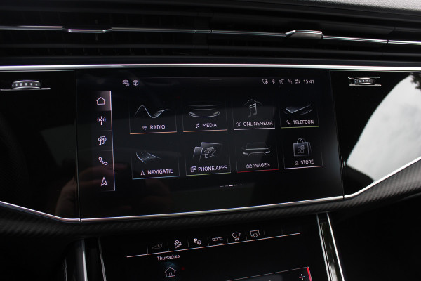 Audi Q8 60 TFSI e quattro Pro Line S Competition / SoH 95,9% / Trekhaak / Panoramadak / 360Camera / Head-up / B&O / Softclose / Achterasbesturing / 23'' / Laser LED / Keyless / Carbon intr. / Massage+Ventilatie / RS Seats / Dodehoek /  DAB