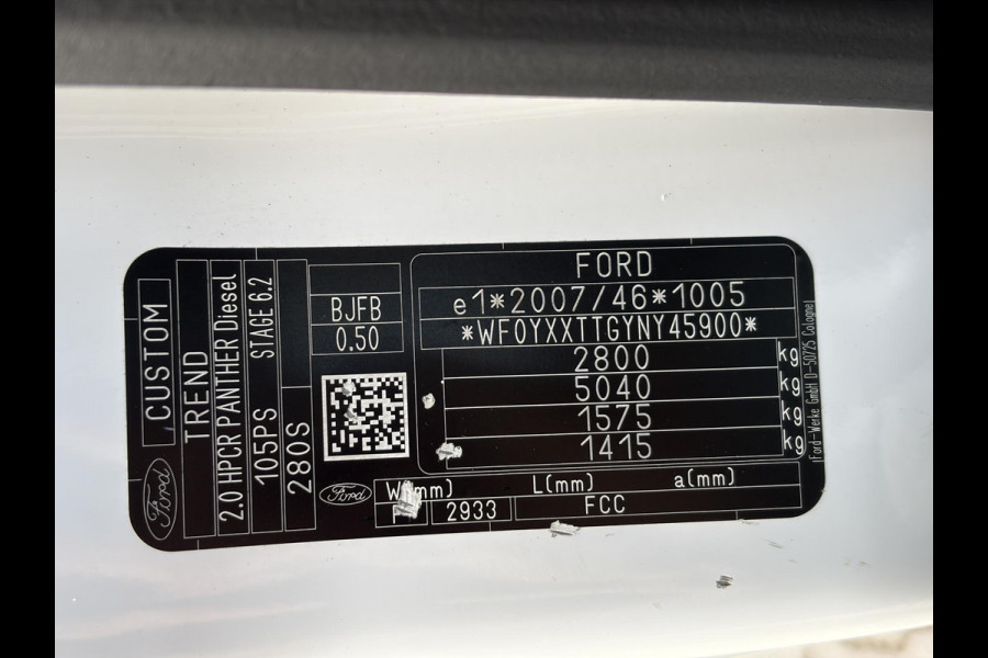 Ford Transit Custom 280 2.0 TDCI L1H1*HAAK*CAM*CRUISE*A/C*3-PERS*NAVI*