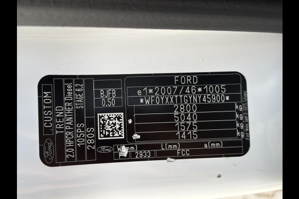 Ford Transit Custom 280 2.0 TDCI L1H1*HAAK*CAM*CRUISE*A/C*3-PERS*NAVI*